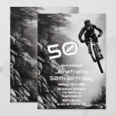 エアをキャッチ - マウンテンバイク スケッチ 50歳の誕生日 招待状 (正面/裏面)