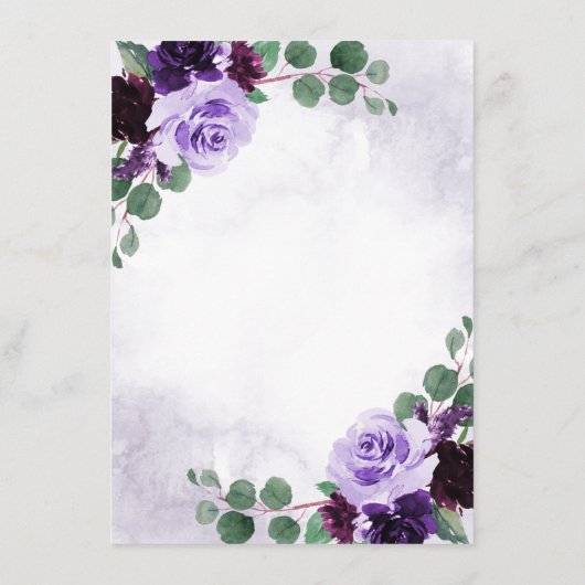 エアイエレガントボホフローラパープルとシルバー結婚ズ エンクロージャーカード (裏面)