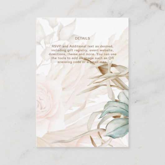 エアイボホパンパスグラスライトピーチ結婚ーズ エンクロージャーカード (裏面)