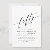 エアイモダンミニマルブラック&ホワイト50誕生日 招待状 (正面)