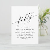 エアイモダンミニマルブラック&ホワイト50誕生日 招待状 (スタンド正面)