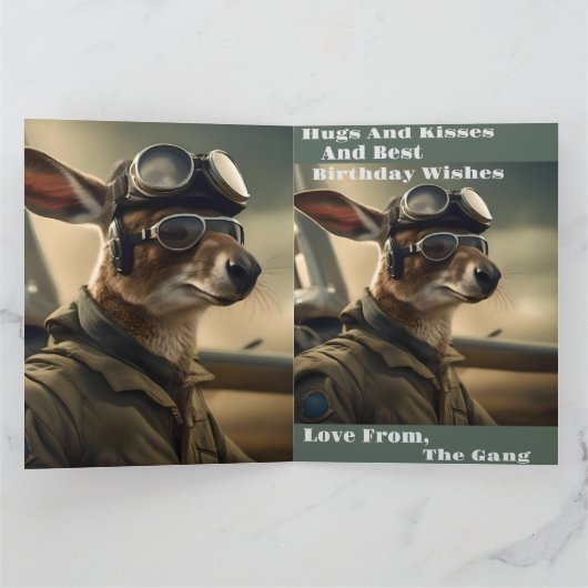 エアウェイズのオーストラリアのカンガルー王、誕生日カード カード (内部)