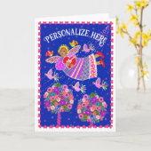 エアエンジェルで愛パーソナライズされた カード (黄色い花)