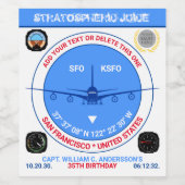 エアキャプテンの誕生日。おもしろい、完全にカスタマイズ可能 ワインラベル (シングルラベル)