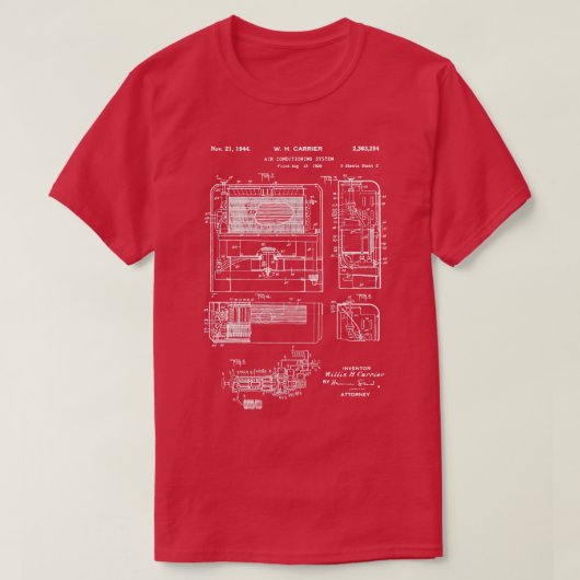 エアコン特許1939 AC技術者ギフト Tシャツ (デザイン正面)