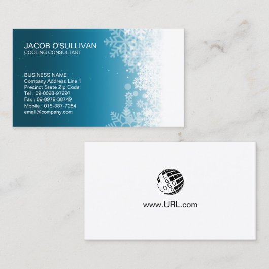 エアコン雪片名刺 名刺 (正面/裏面)