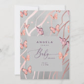 エアシルバーの赤ちゃんシャワーに蝶 招待状 (正面)