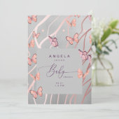 エアシルバーの赤ちゃんシャワーに蝶 招待状 (スタンド正面)