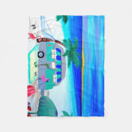 エアストリームのレトロキャンパー上のビーチスロー毛布 フリースブランケット