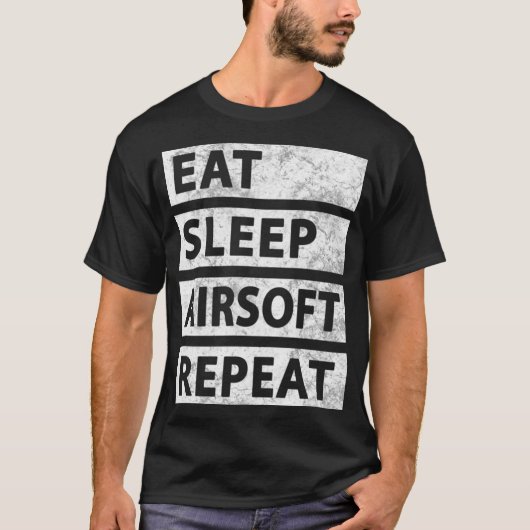 エアソフトが好きな人のための エアソフト 食べる 寝る エアソフト Tシャツ (正面)