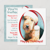 エアデイル・テリアのサンタ 招待状 (正面/裏面)