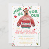 エアデイル・テリアの面白いダサいクリスマススウェーターのパーティー 招待状 (正面)