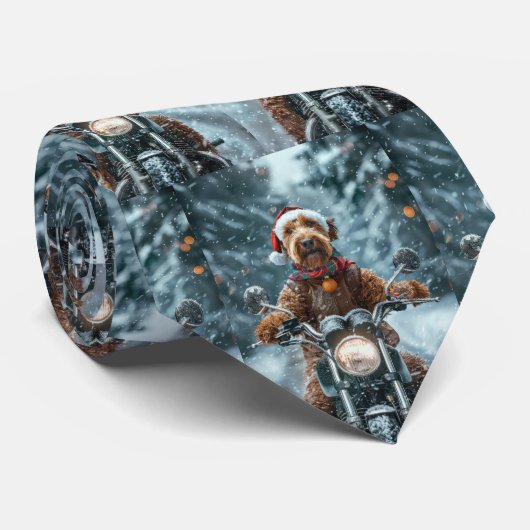 エアデールテリアのバイク乗り クリスマス ネクタイ (ロール)