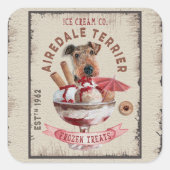 エアデールテリアアイスクリームトおもしろいロ凍っていート スクエアシール (正面)