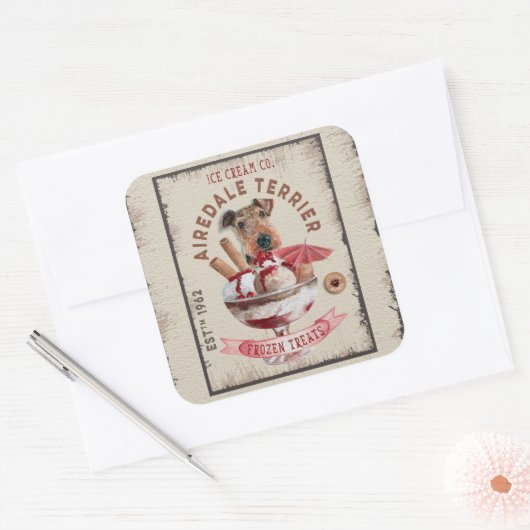 エアデールテリアアイスクリームトおもしろいロ凍っていート スクエアシール (封筒)