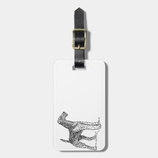 エアデールテリアエレガントドッグスケッチ ラゲッジタグ (正面縦)
