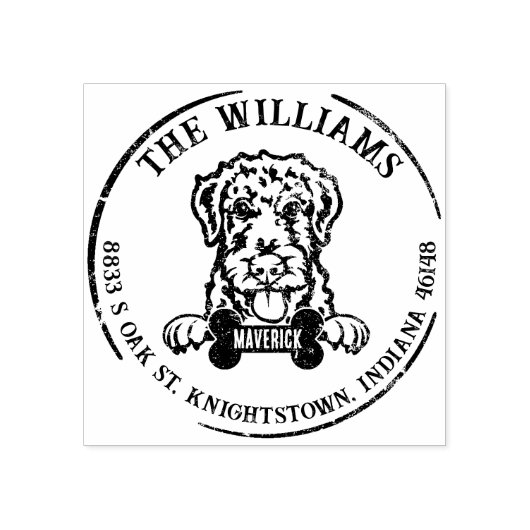 エアデールテリアカスタムーファミリー差出人住所 ラバースタンプ (インプリント)