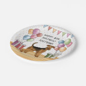 エアデールテリアキュートドッグパステルハッピーバースデー ペーパープレート (アングル)