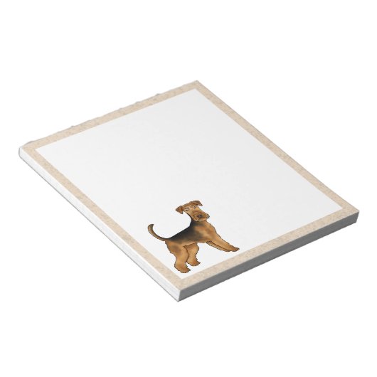 エアデールテリアキュート漫画の犬のイラストレーション ノートパッド (アングル)