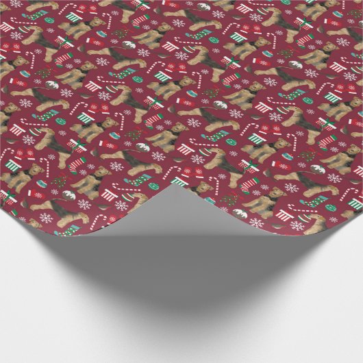 エアデールテリアクリスマスギフトラップ ラッピングペーパー (角)