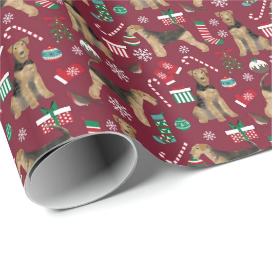 エアデールテリアクリスマスギフトラップ ラッピングペーパー (ロールコーナー)