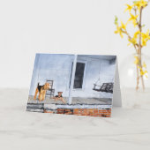 エアデールテリアズオンザベランダ カード (黄色い花)