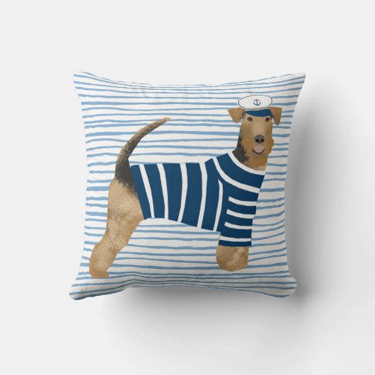 エアデールテリアセーラー航海のドッグ クッション (裏面)