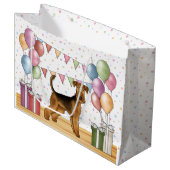 エアデールテリアドッグウィズパステルカラー誕生日 ラージペーパーバッグ (正面アングル)