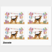 エアデールテリアドッグウィズパステルカラー誕生日 長方形シール (シート)