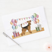 エアデールテリアドッグウィズパステルカラー誕生日 長方形シール (封筒)
