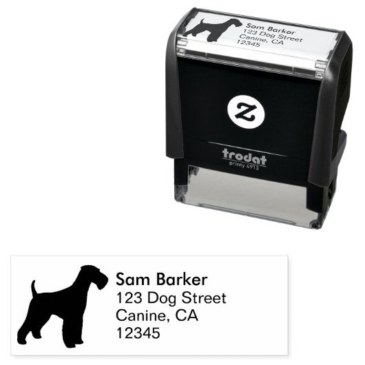 エアデールテリアドッグシルエット差出人住所 セルフインキングスタンプ (インサイチュ)