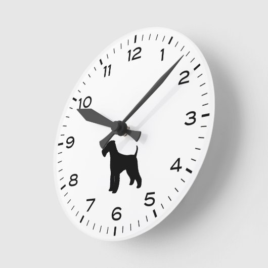 エアデールテリアドッグシルエット ラウンド壁時計 (傾斜)