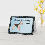 エアデールテリアハッピーバースデーカード カード (黄色い花)