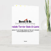 エアデールテリアハロウィーンデール – O – ランタン カード (裏面)