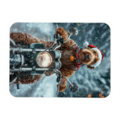 エアデールテリアバイクに乗るクリスマス マグネット (横)