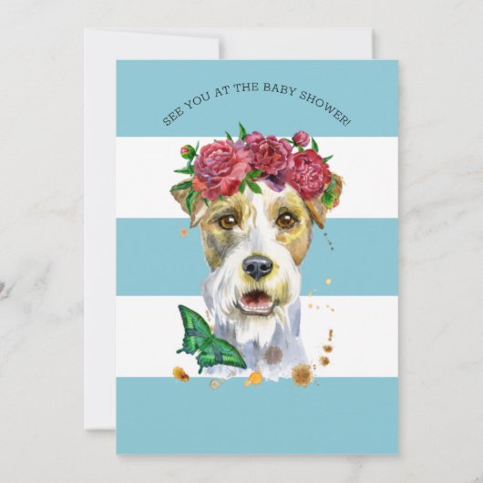 エアデールテリアパピーテーマベビーシャワー招待状 招待状 (裏面)