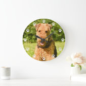 エアデールテリアパピードッグ ラージ壁時計 (ホーム)