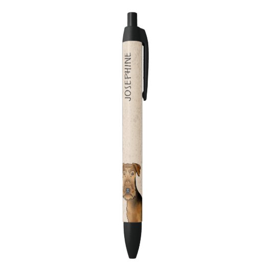 エアデールテリアビンリーテリアードッグヘッドと文字 黒ボールペン (底(縦))
