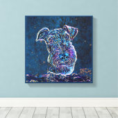 エアデールテリアブルースターリーナイト絵画スタイル キャンバスプリント (インサイチュ (ウッドフロア))