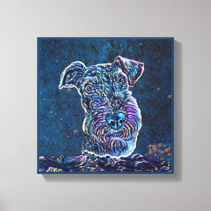 エアデールテリアブルースターリーナイト絵画スタイル キャンバスプリント