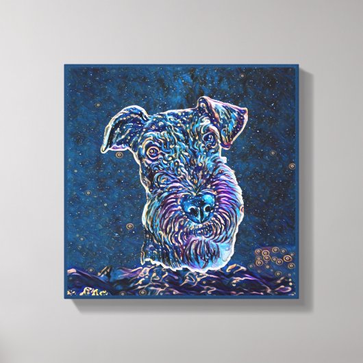 エアデールテリアブルースターリーナイト絵画スタイル キャンバスプリント (正面)