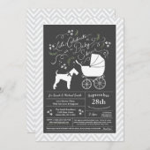 エアデールテリアベビーシャワー男女兼用 招待状 (正面/裏面)