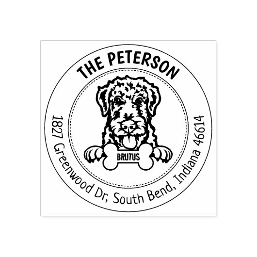 エアデールテリアードッグファミリー差出人住所 ラバースタンプ (インプリント)