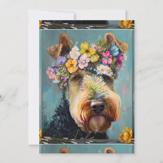 エアデールテリア抽象芸術絵画フローラ シーズンカード (正面)