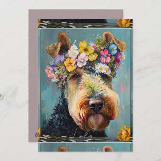 エアデールテリア抽象芸術絵画フローラ シーズンカード (正面/裏面)