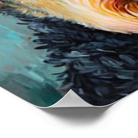 エアデールテリア抽象芸術絵画フローラ ポスター (角)