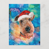 エアデールテリア犬種のクリスマス シーズンポストカード (正面)