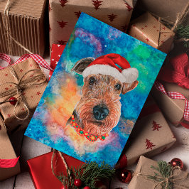 エアデールテリア犬種のクリスマス シーズンポストカード