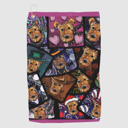 エアデールテリア ゴルフタオル (正面)