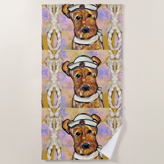 エアデールテリア ビーチタオル (正面)